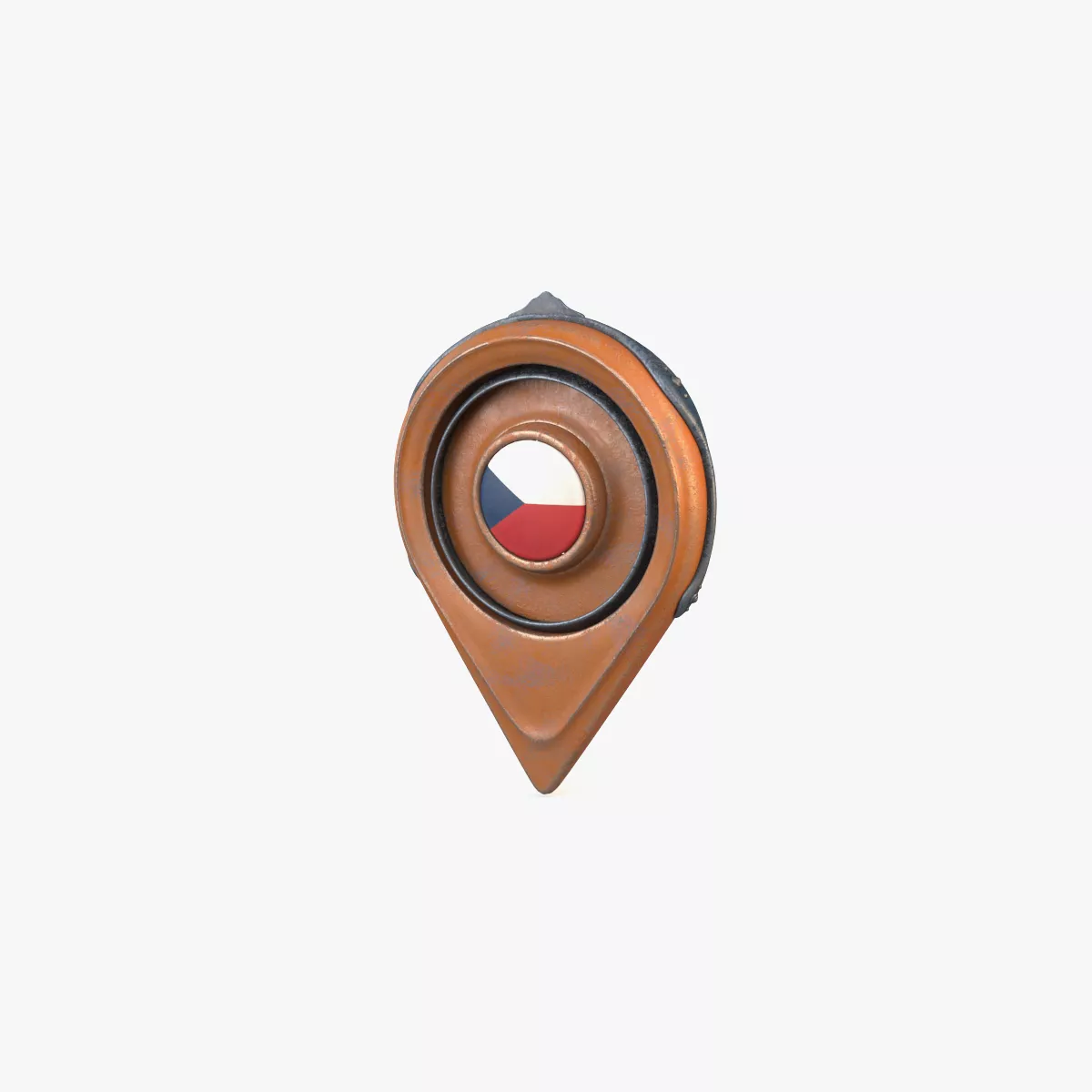 CzechRepublic Flag Icon Low-poly 3D model