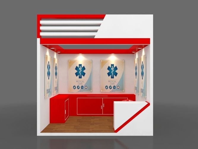 3x3 Sqm one side open stall 3D model MAX