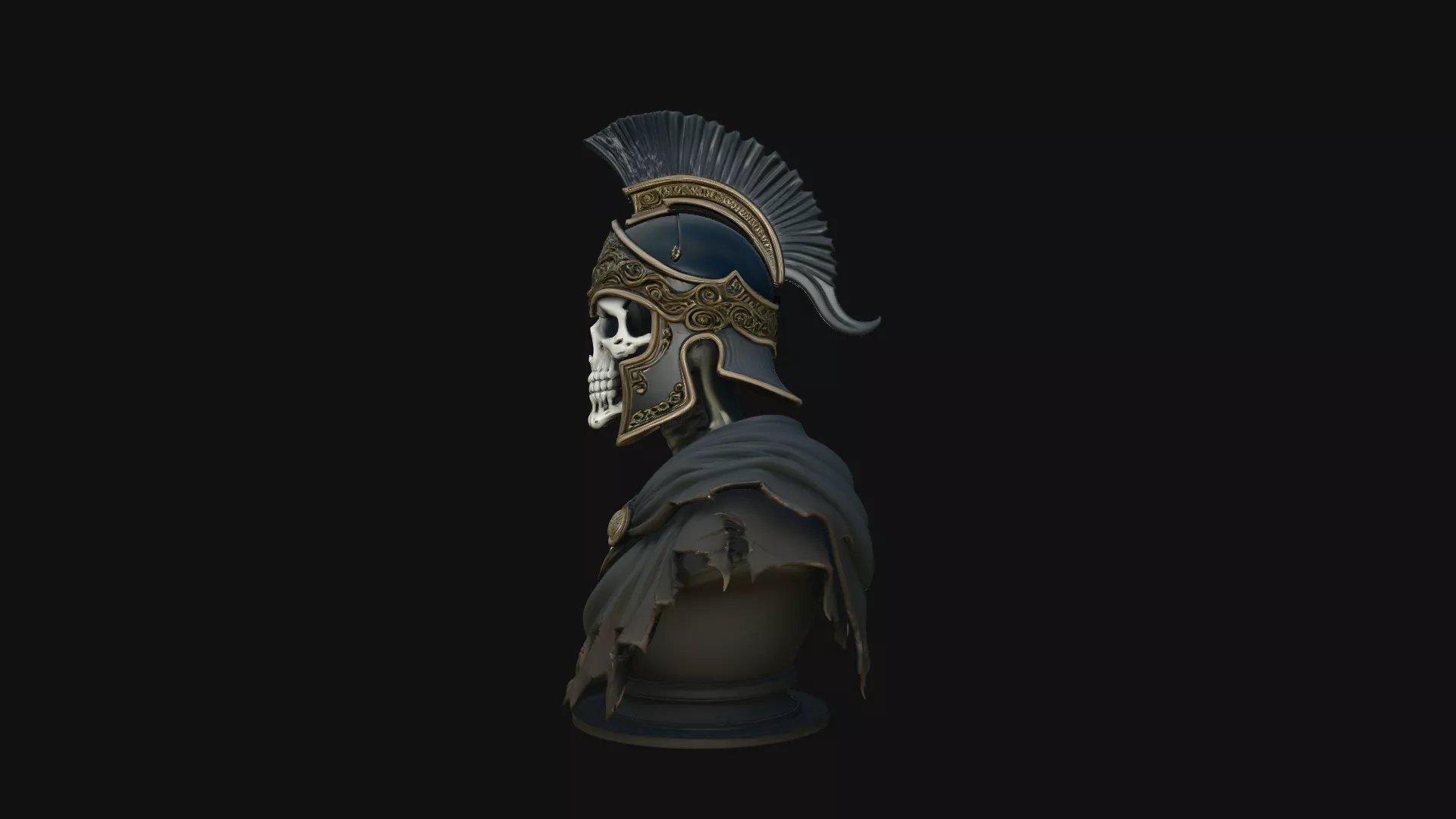 Skeletal Hoplite Bust Statue Design 3 - 3D Print Model 3D print model