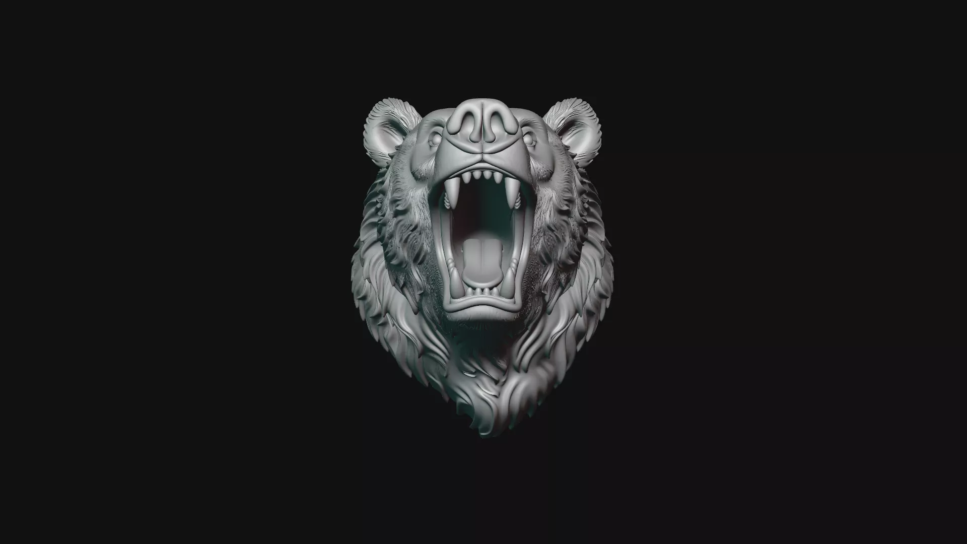 Roaring Bear Head Wall Plaque Design 1 - 3D Print Model 3D print model