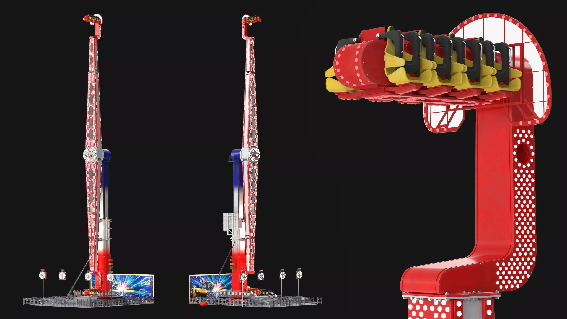 XXL Racer Spinning Amusement Ride Rigged 3D model