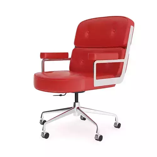 Red Leather Swivel Office Chair