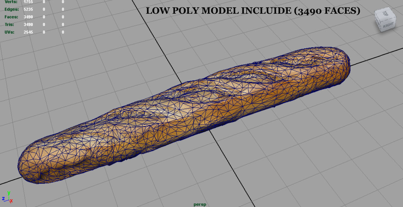 Loaf of bread Low-poly 3D model_12