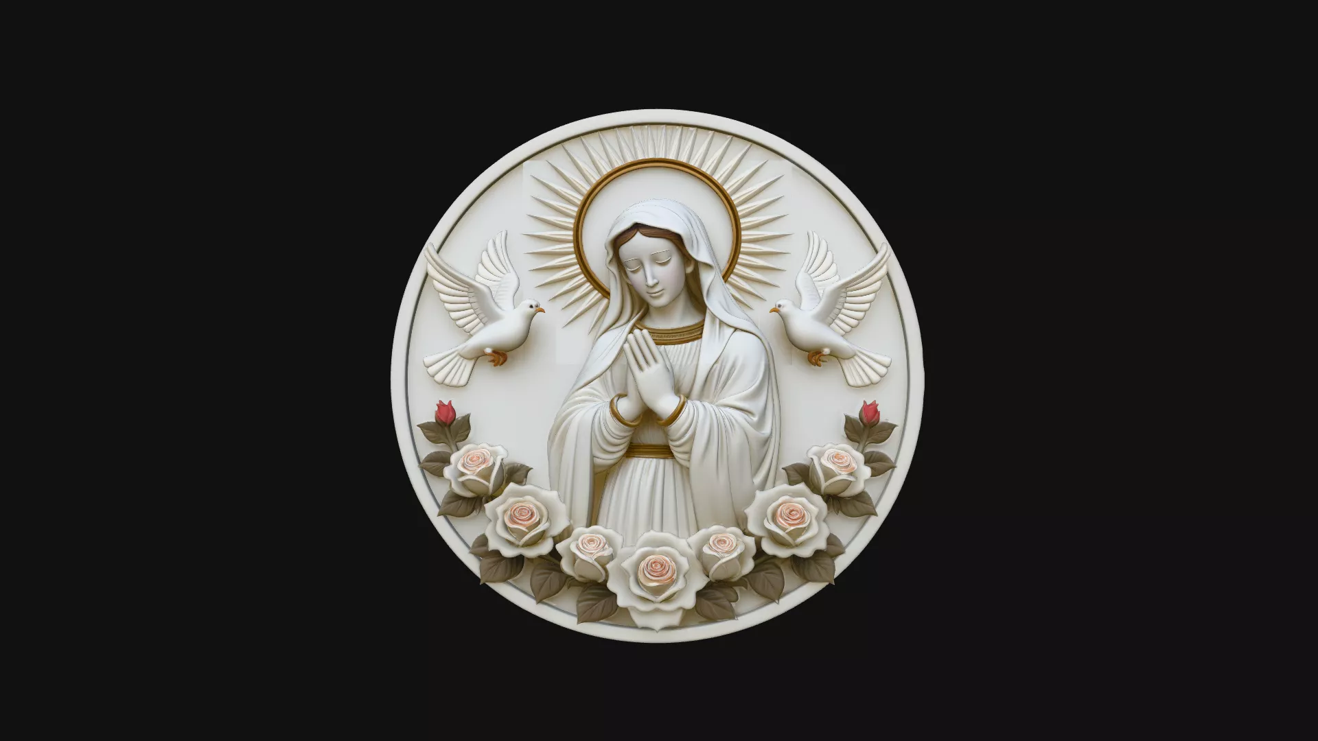 Virgin Mary Dove Relief Plaque Design 1 - 3D Print Model 3D print model