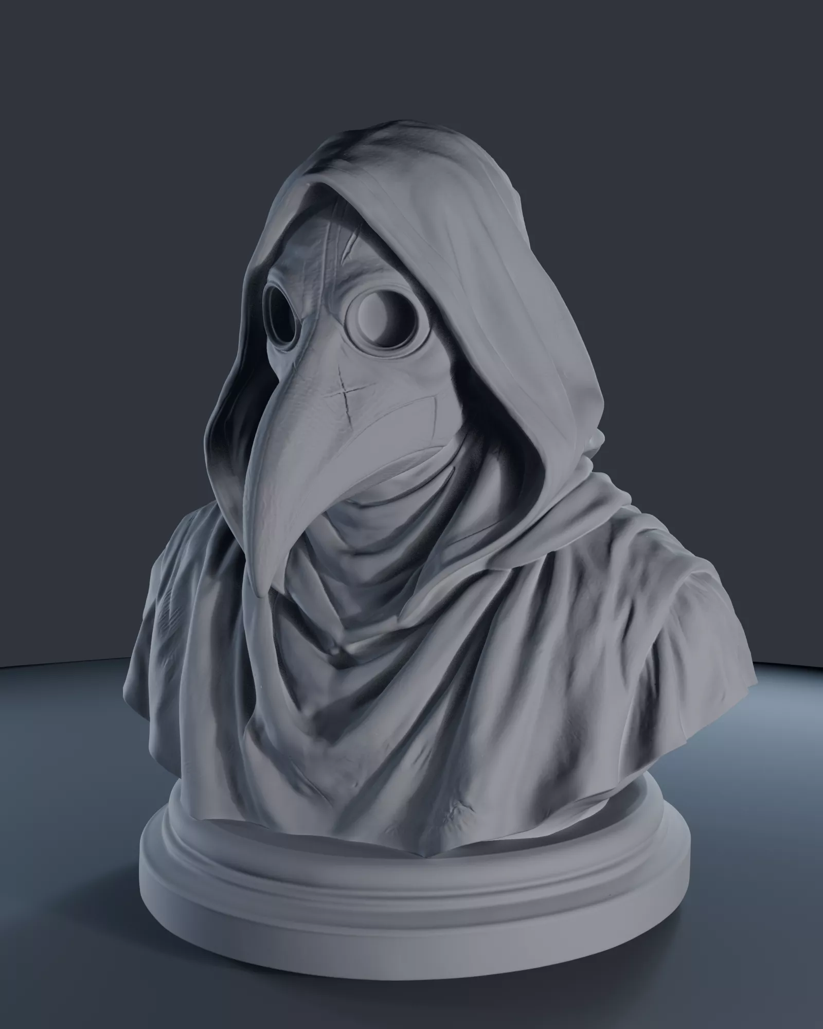 Plague Doctor dark gothic horror statue bust 3D print model