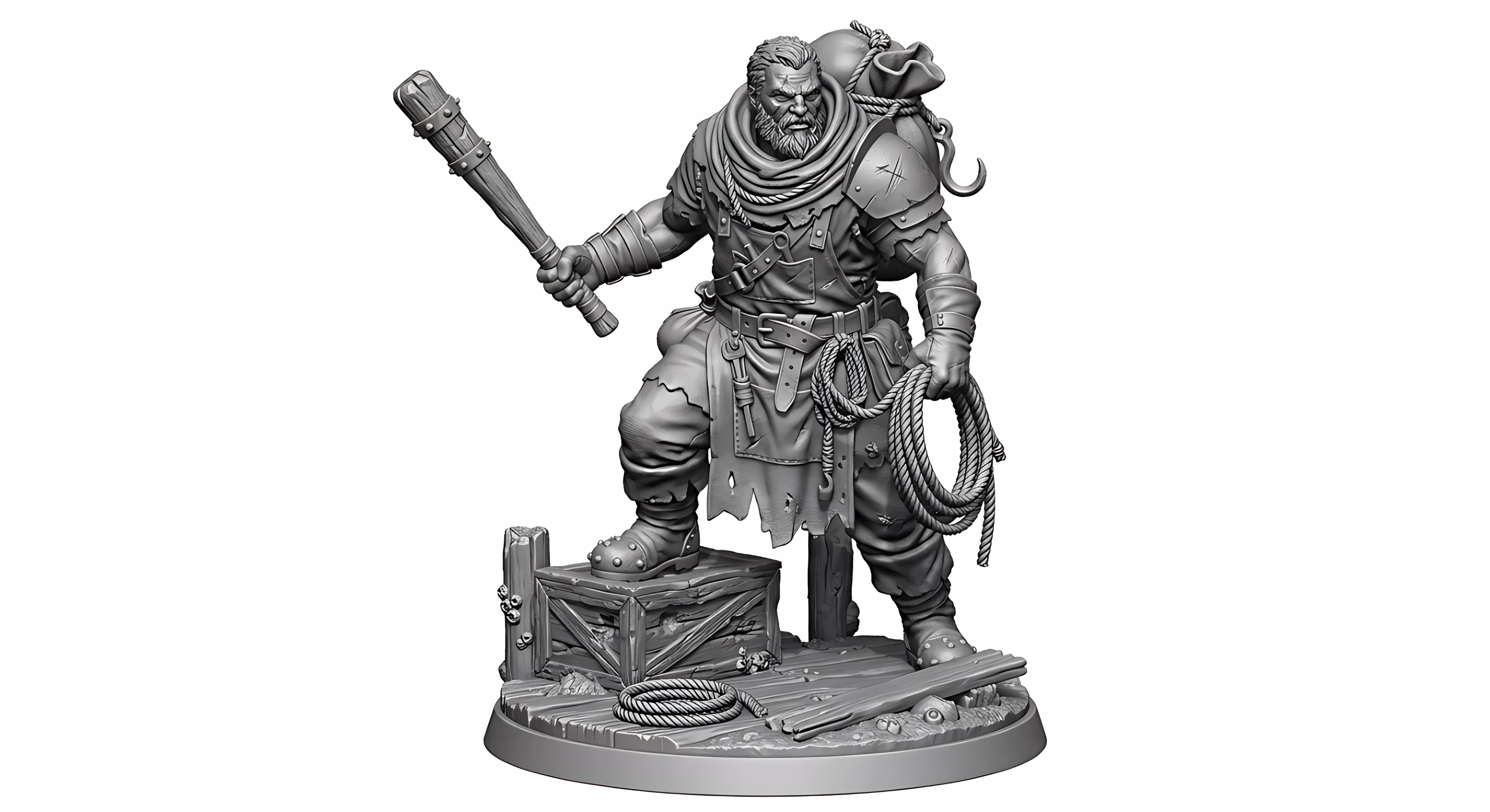 Grimdock Marauder Pirate Warrior Printable Character Figure STLs 3D print model