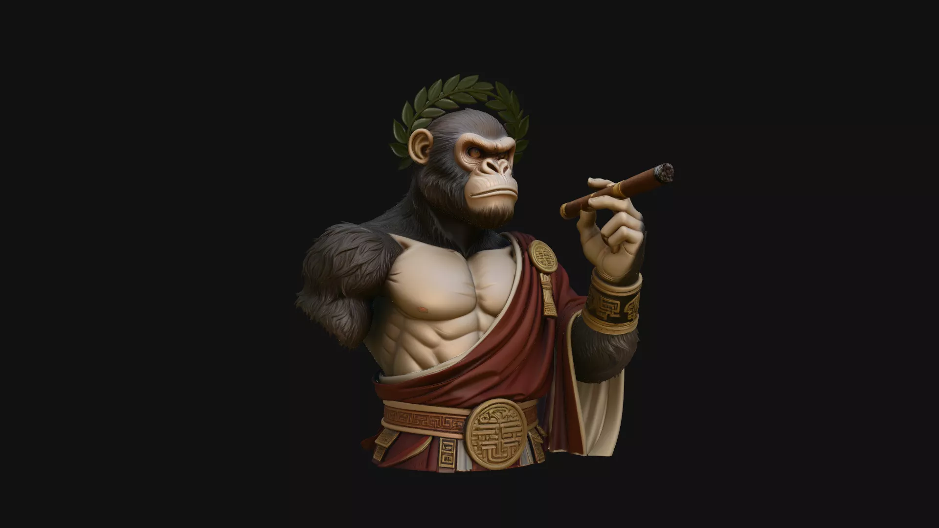 Cigar Smoking Ape Senator Bust Statue Design 1 - 3D Print Model 3D print model