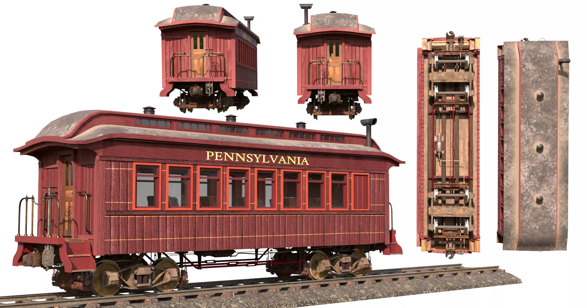 PRR Passenger Car Circa 1860 - BLENDER 3D model