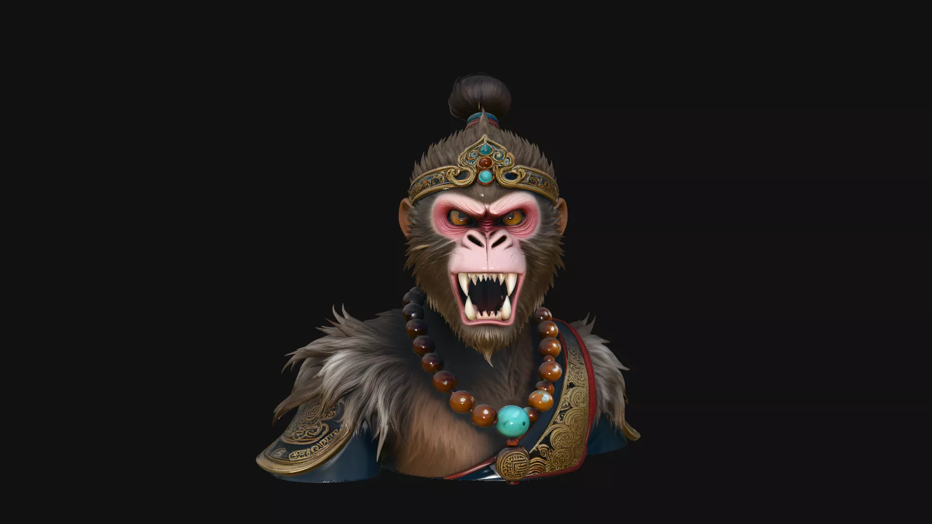 Monkey King Bust Statue Design 2 - 3D Print Model 3D print model