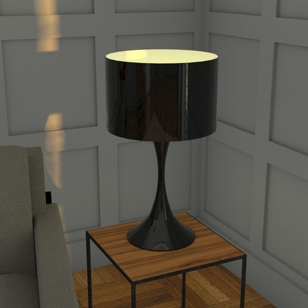 Black lacquer Paloma table lamp h69 cm Low-poly 3D model_0