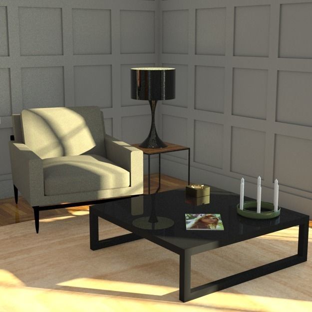 Black lacquer Paloma table lamp h69 cm Low-poly 3D model_2