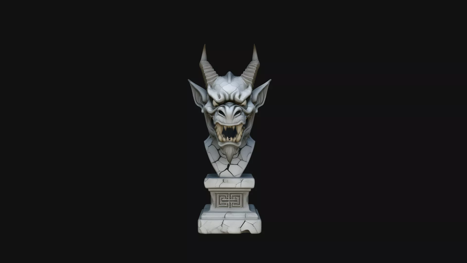 Dragon Skull Bust Statue Design 6 - 3D Print Model 3D print model