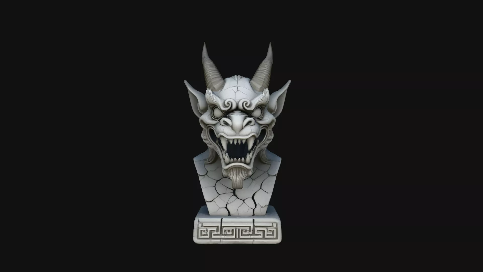 Dragon Skull Bust Statue Design 7 - 3D Print Model 3D print model