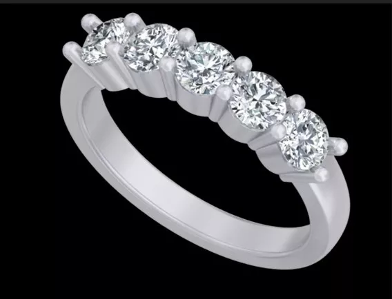 Five Stone Round Diamond Band Ring 3D Model Free 3D print model