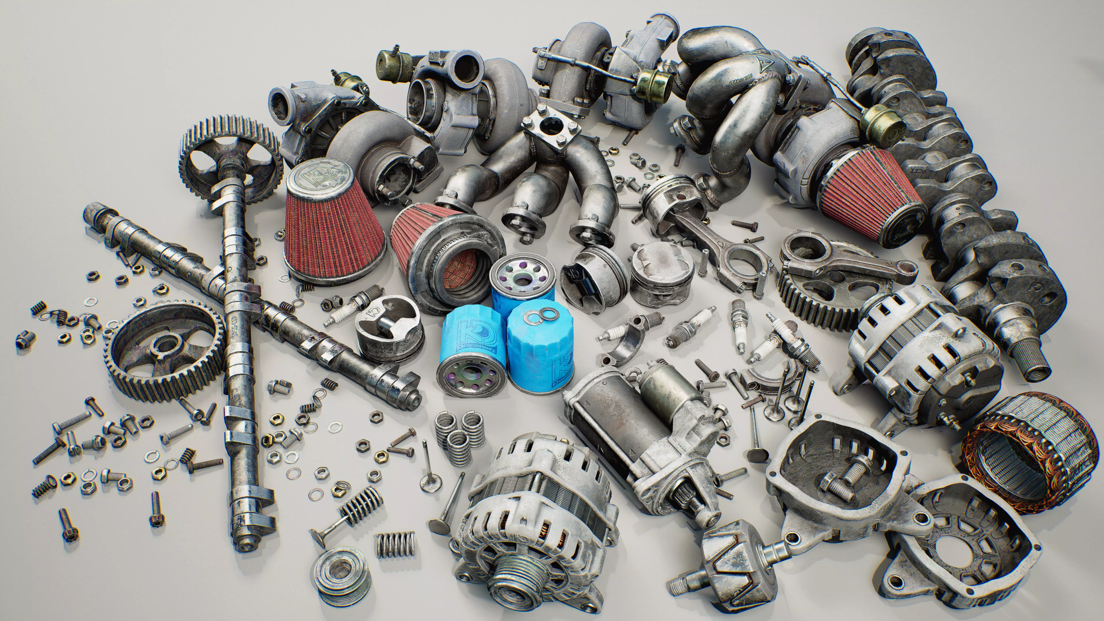 Engine Parts Prop Pack Low-poly 3D model