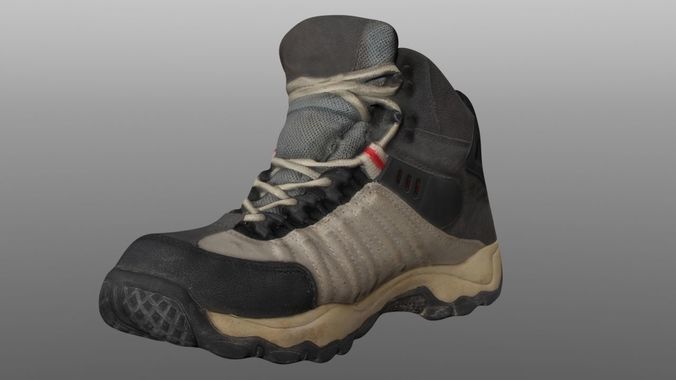 Boot 3D model pair of hiking boots Low-poly 3D model