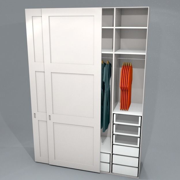 wardrobe with sliding doors h280 w196 d62 cms Low-poly 3D model_1