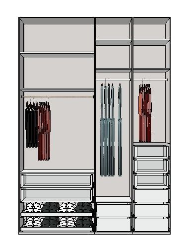 wardrobe with sliding doors h280 w196 d62 cms Low-poly 3D model_2