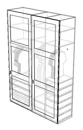 wardrobe with sliding doors h280 w196 d62 cms Low-poly 3D model_5