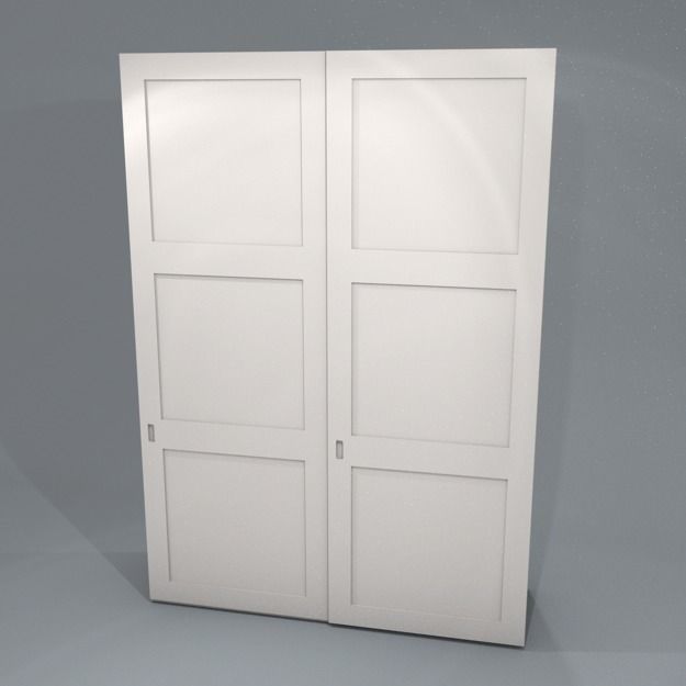 wardrobe with sliding doors h280 w196 d62 cms Low-poly 3D model_6