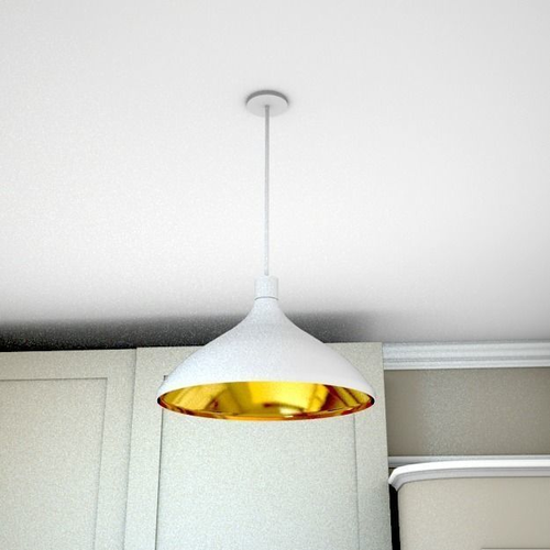 white pendant light with gold inside 40cm dia Low-poly 3D model