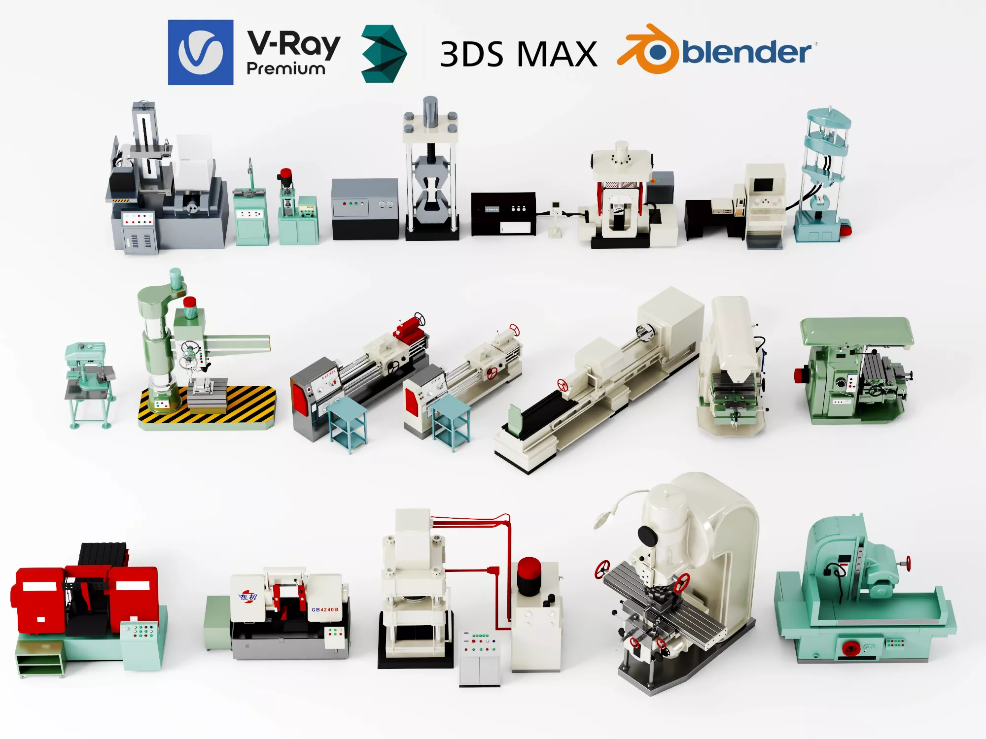 Industrial Workshop Machine Collection 3D Model 3D model