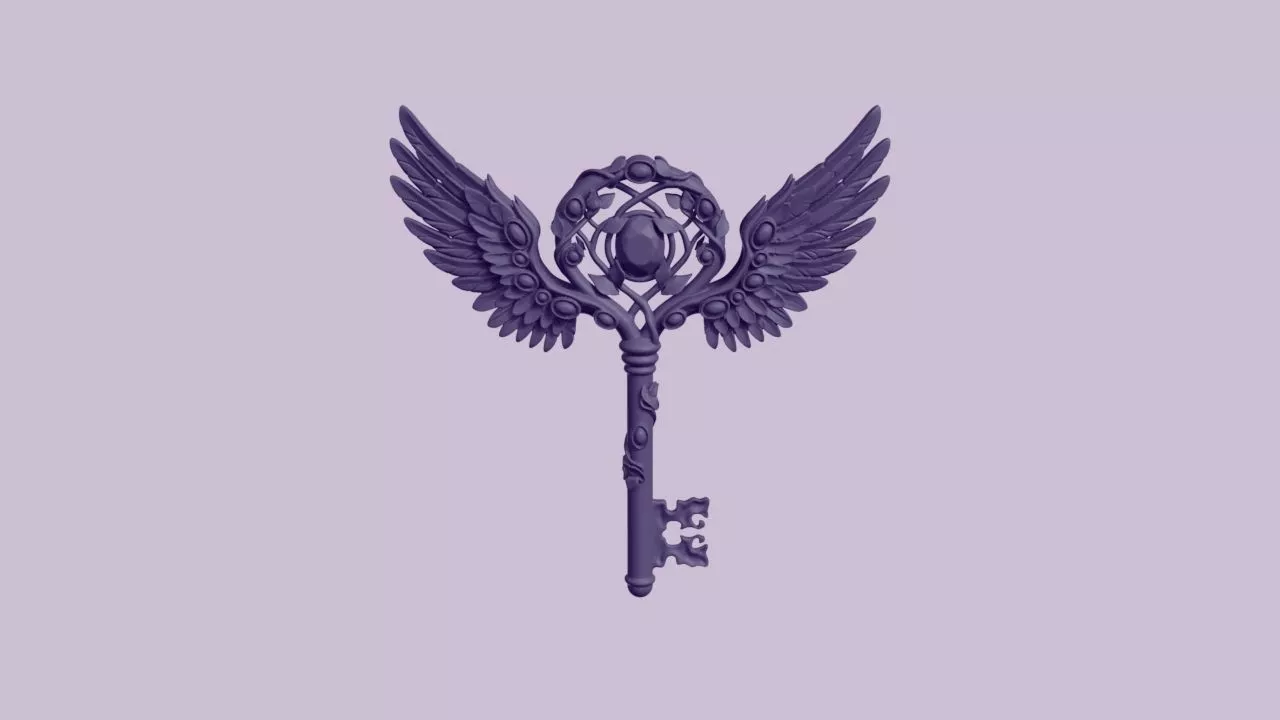 Ornate Winged Fantasy Celestial Key 3D print model