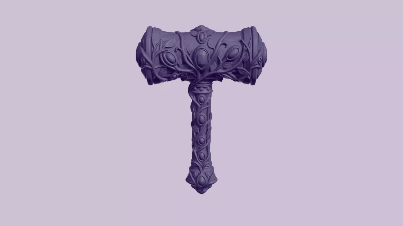 Ornate Botanical Royal Sledge Hammer Weapon 3D print model