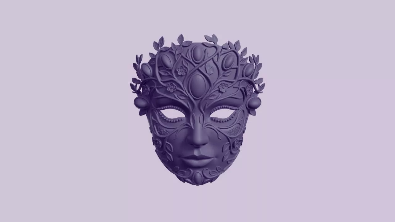 Ornate Gemstone Botanical Masquerade Mask 3D print model