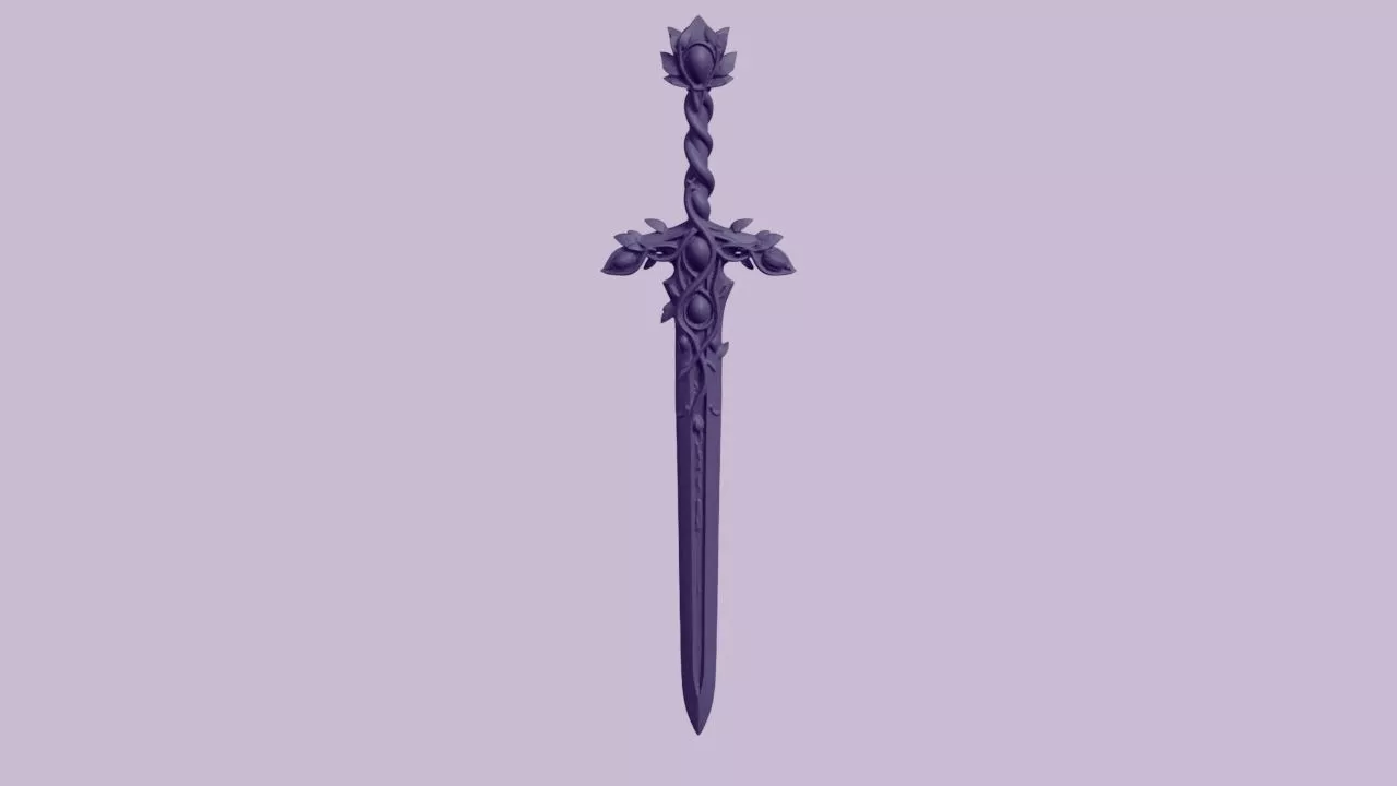 Ornate Jeweled Fantasy Broadsword Weapon 3D print model
