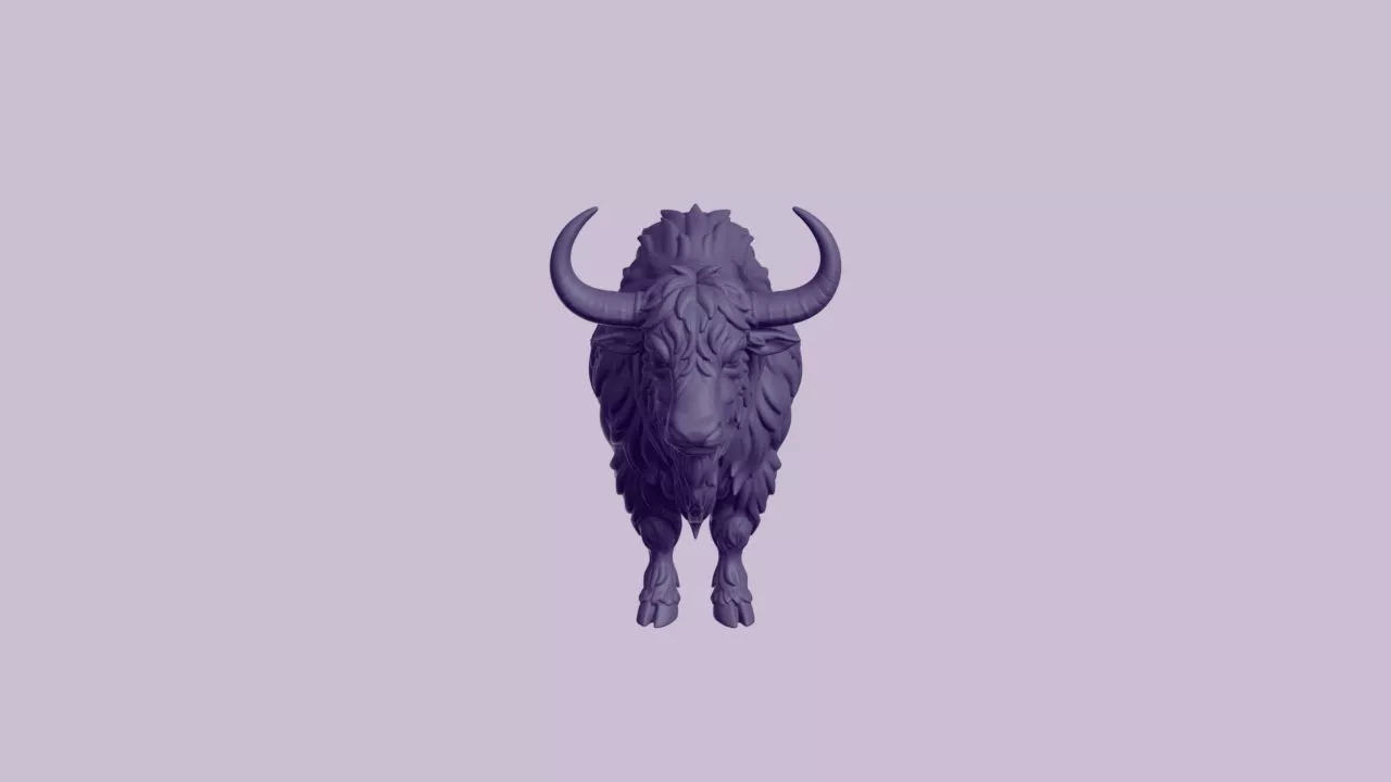 Muscular Wild Yak Bull Figurine 3D print model