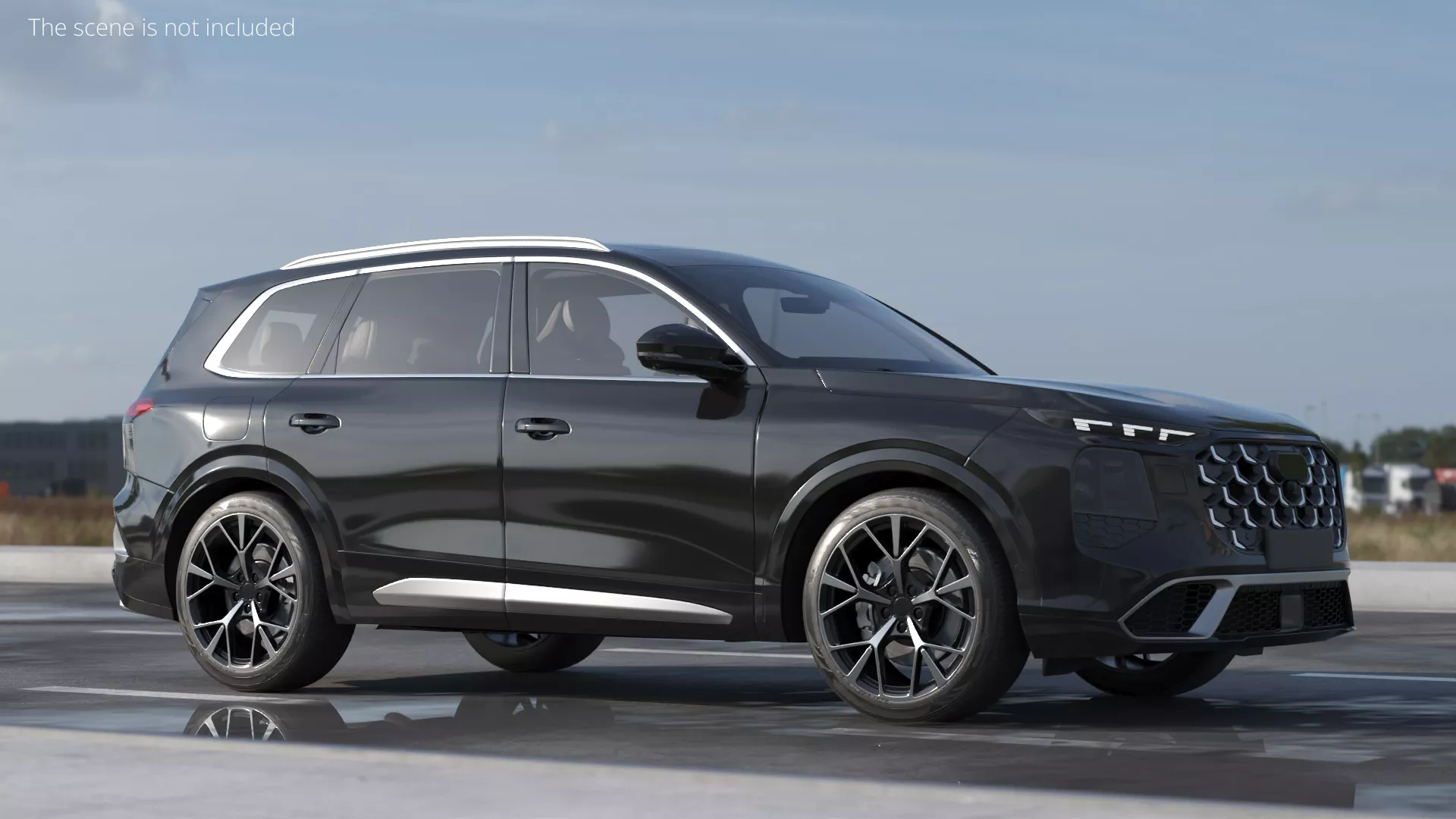 Midsize Luxury Hybrid Crossover Black Rigged for Maya 3D model
