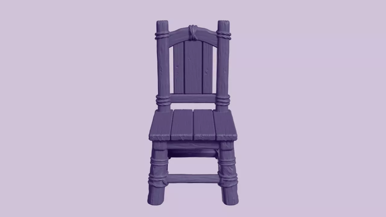 Rustic Wooden Log Tavern Chair 3D print model