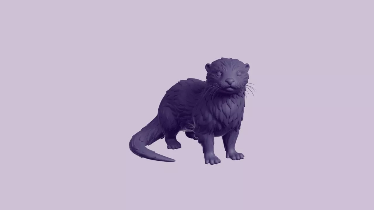 Realistic River Otter Figurine 3D print model