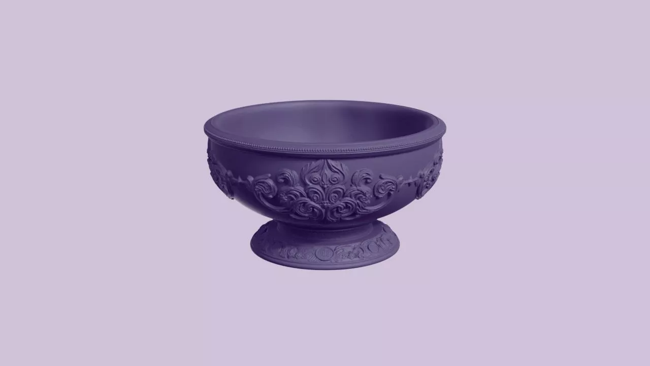 Ornate Embossed Offering Bowl 3D print model