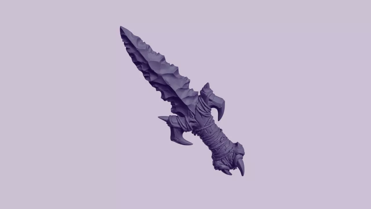 Jagged Bone Skull Ritual Dagger 3D print model