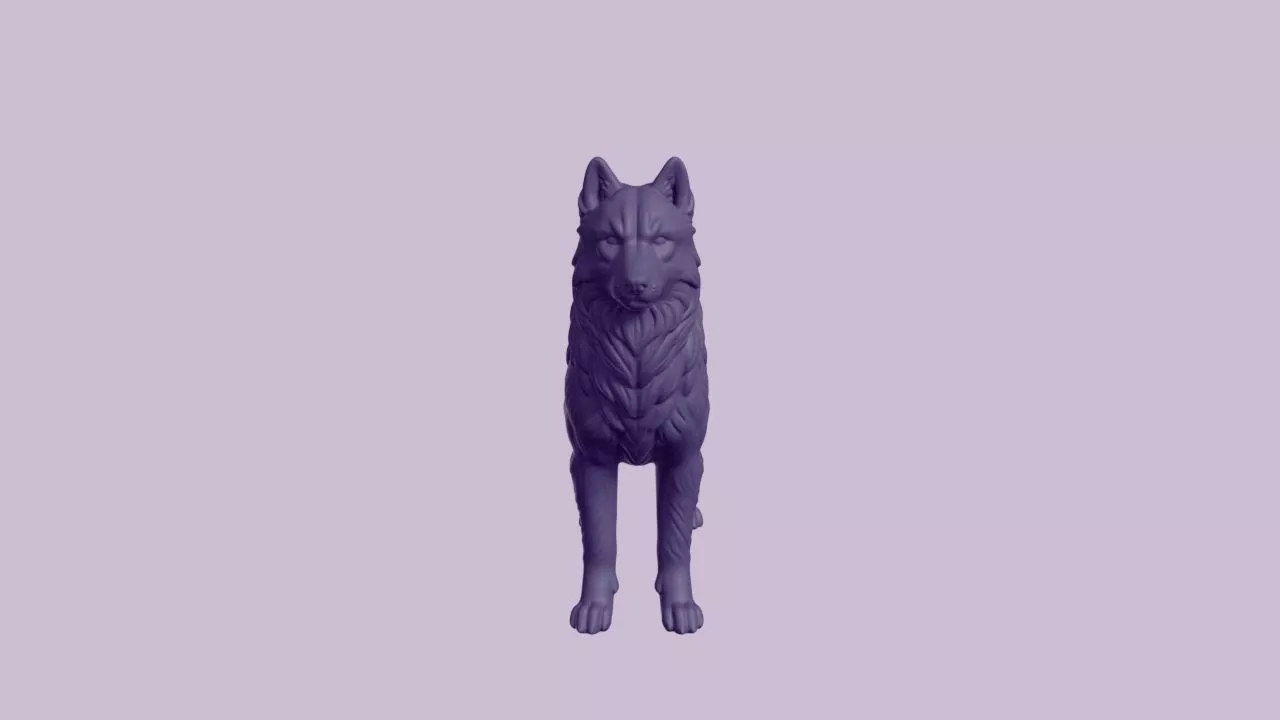 Siberian Husky Dog Standing Figurine 3D print model