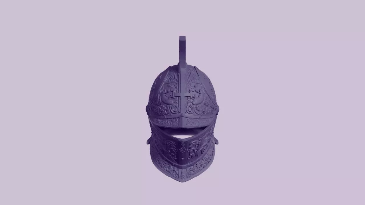 Engraved Knight Armet Helmet with Visor 3D print model