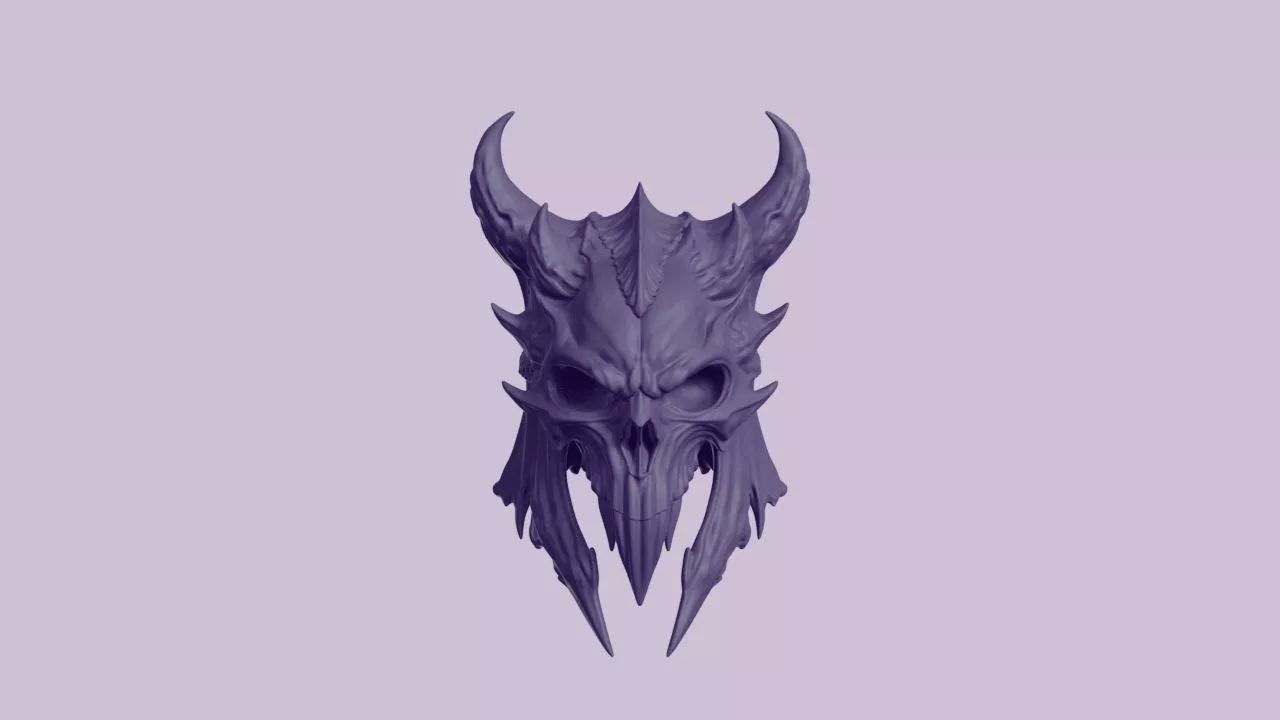 Horned Beast Bone Skull Helmet Mask 3D print model