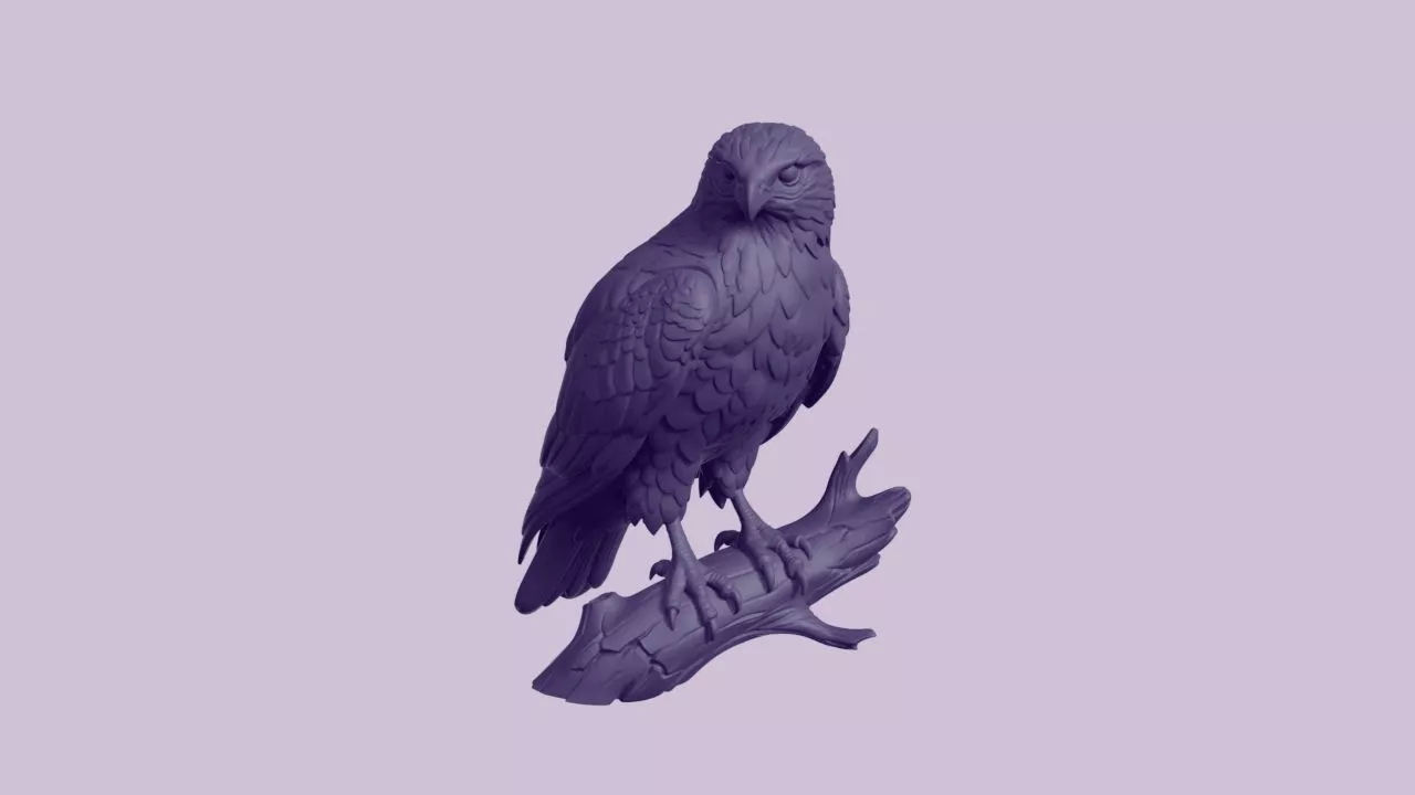 Perched Falcon Bird of Prey Figurine 3D print model