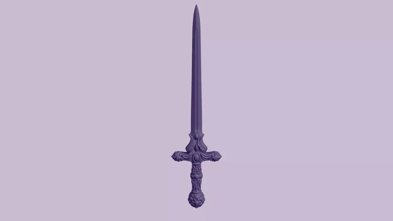 Ornate Fantasy Knight Longsword Weapon 3D print model