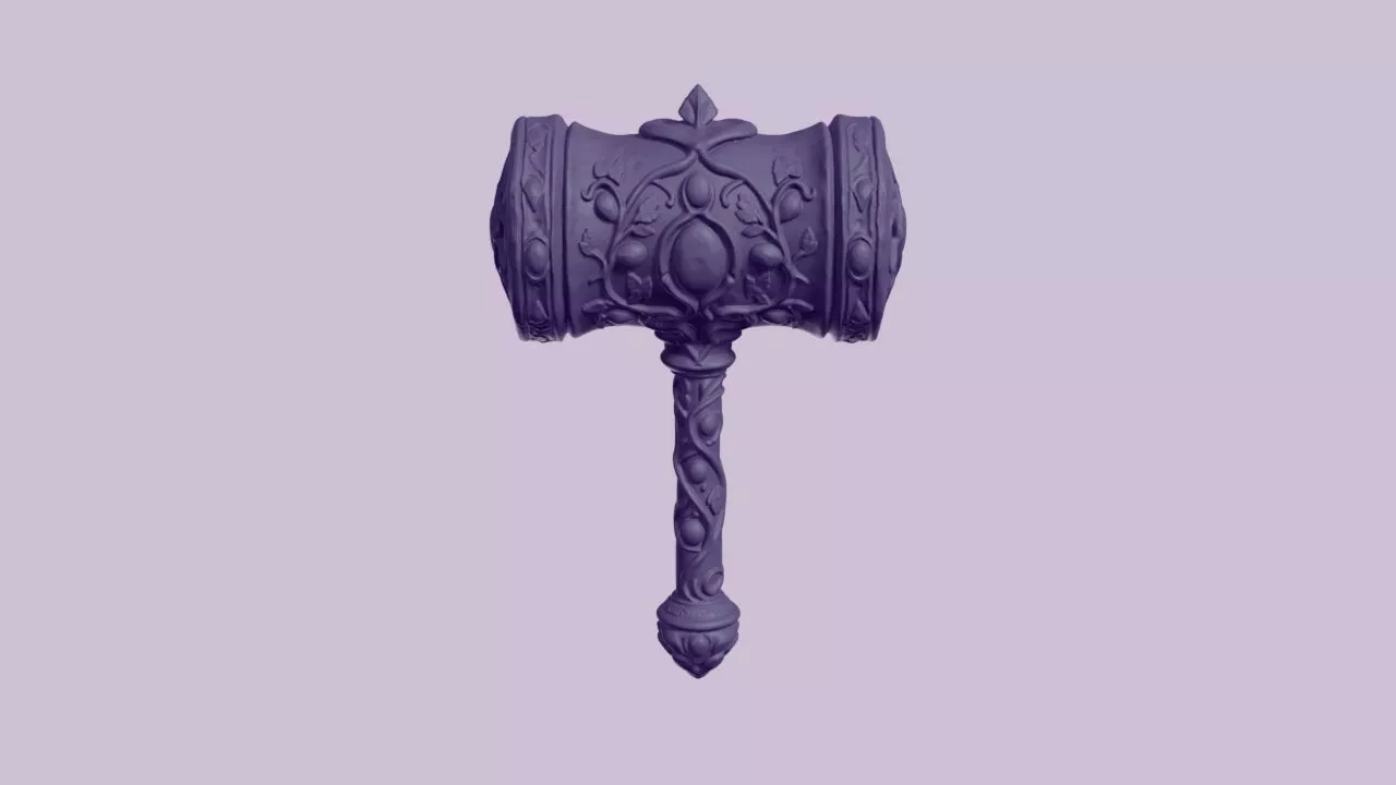 Ornate Paladin Battle Sledge Hammer Weapon 3D print model