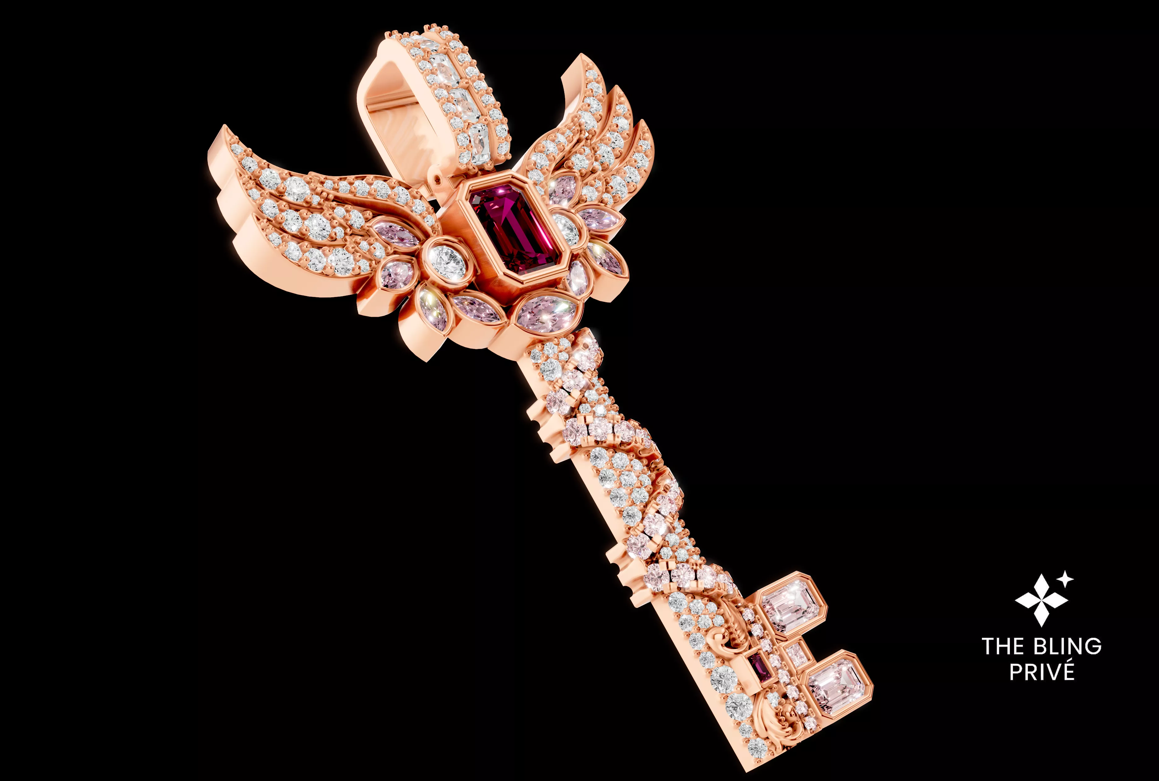 THE BLINGWING KEY Luxury Winged Key Pendant 3D print model