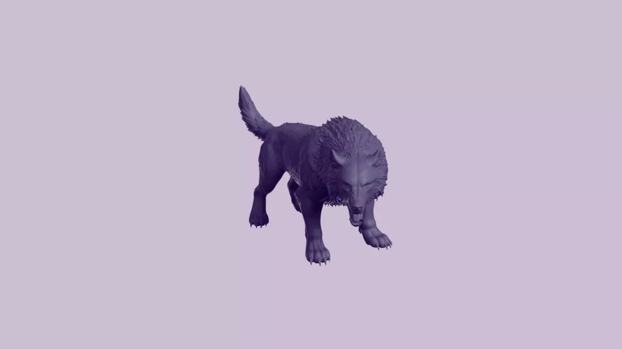 Snarling Direwolf Predator Figurine 3D print model