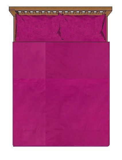 Muji Oak double bed with pink bedlinen Low-poly 3D model_8