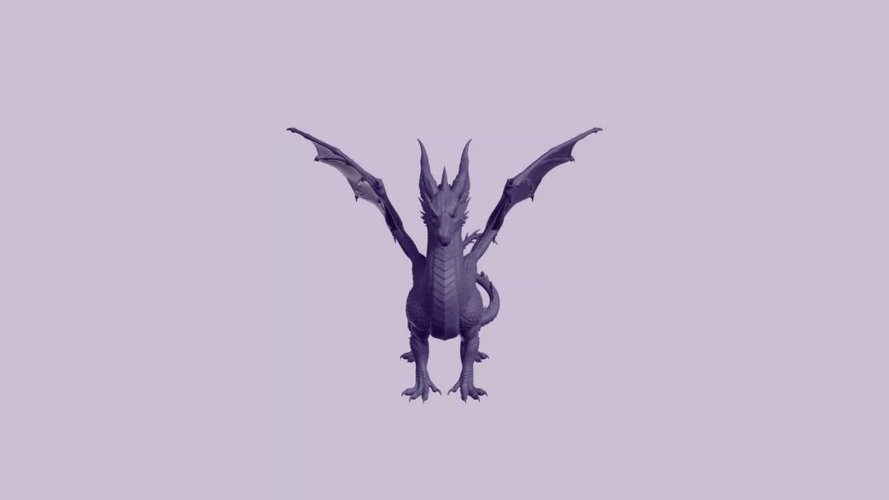 Standing Horned Winged Dragon Figurine 3D print model