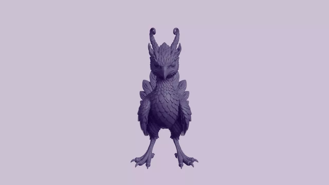 Fantasy Feathered Cockatrice Chick Figurine 3D print model