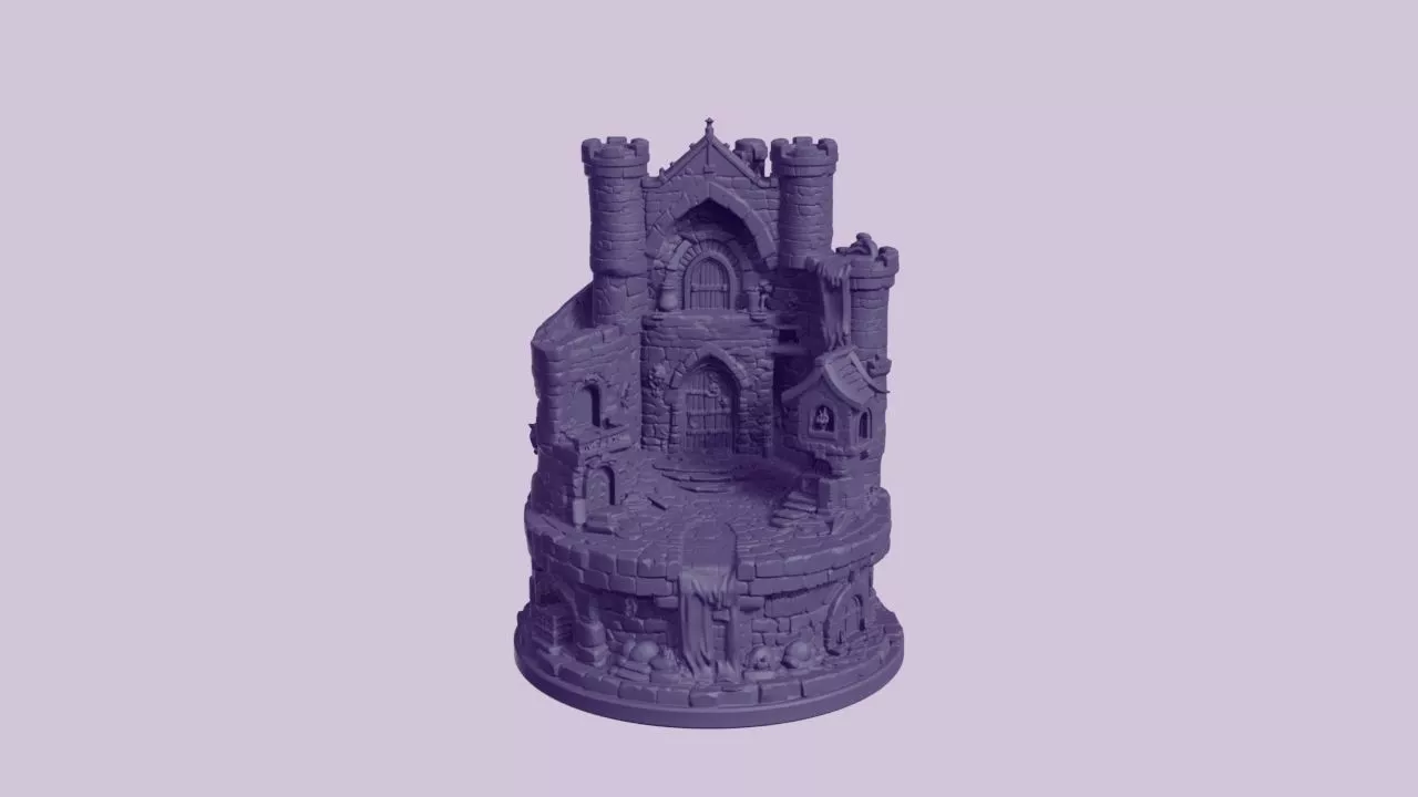Fantasy Castle Bastion with Waterfall 3D print model
