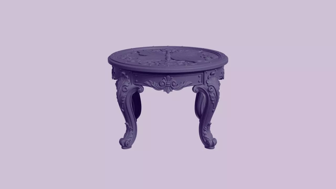 Ornate Butterfly Carved Accent Round Table 3D print model