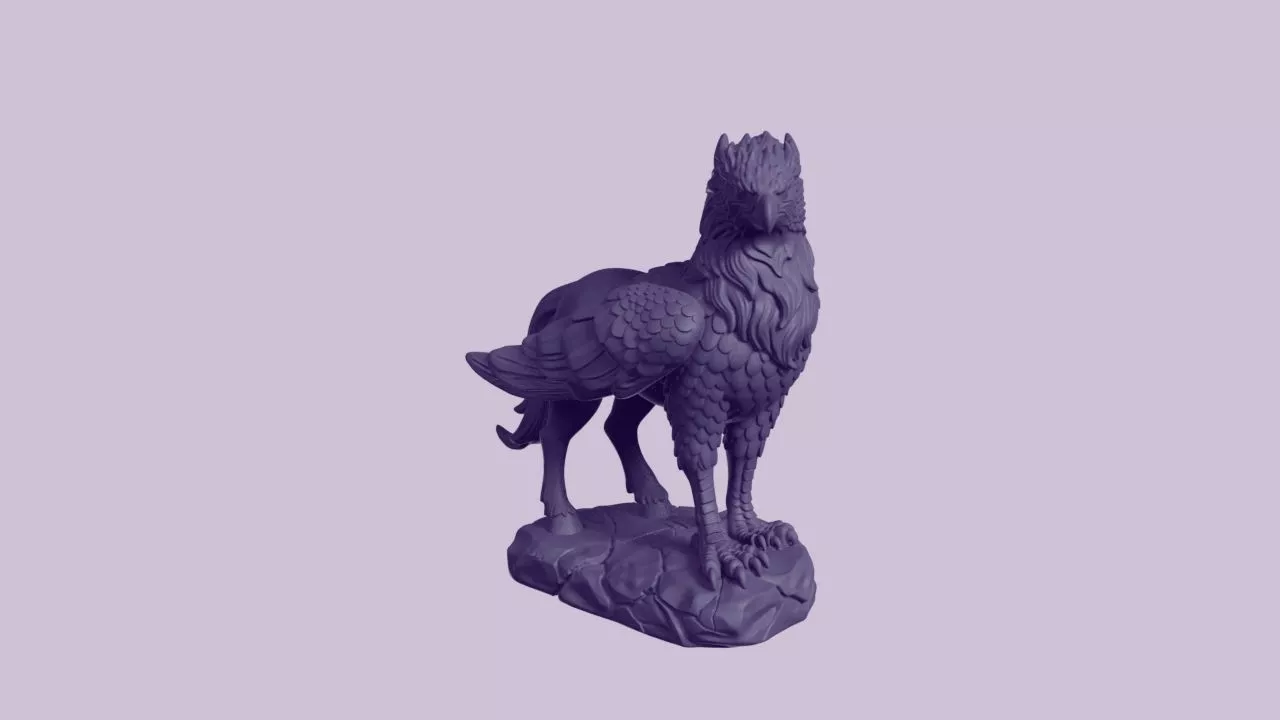Majestic Standing Griffin Creature Statue 3D print model
